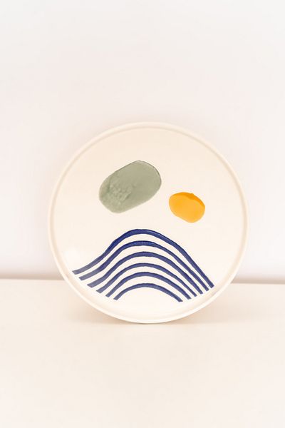 Kevin Seramik Hand Made 14 Piece Modern Breakfast Set for 6 People & Luxury Presentation Serving Plates