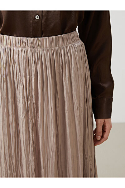 LC Waikiki LCW Modest Beli Lastikli Saten Kadın Etek