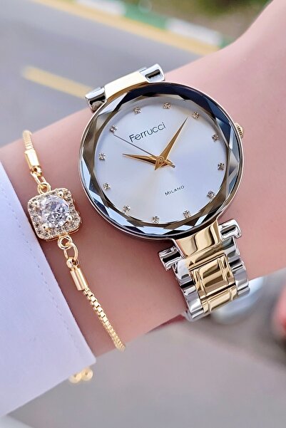 Ferrucci Gri Gold Renk Kadın Kol Saati
