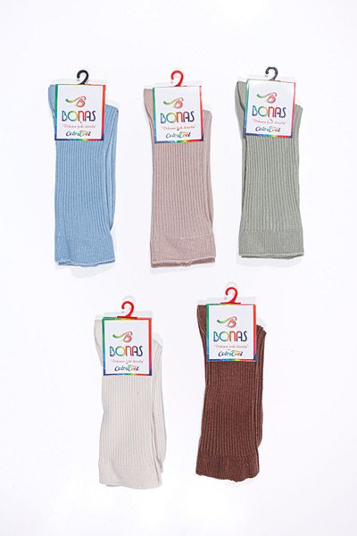 Bonas Комплект от 5 оребрени дамски чорапи до глезена Colorcool
