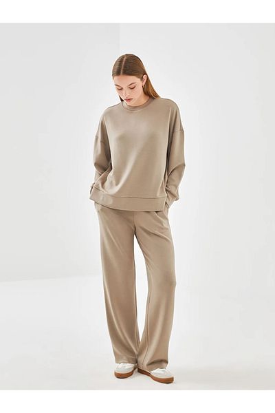 LC Waikiki Γυναικεία φούτερ LCW Vision Beige με ελαστική μέση