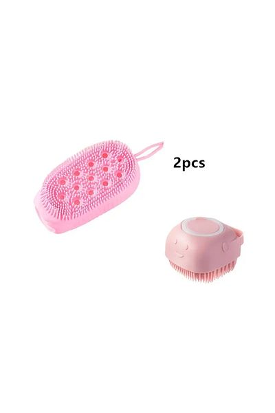 RED KİTCHEN Set of 2 Soft Silicone Bath Brush, Silicone Body Exfoliating Shower Exfoliating Sponge Bath Brush