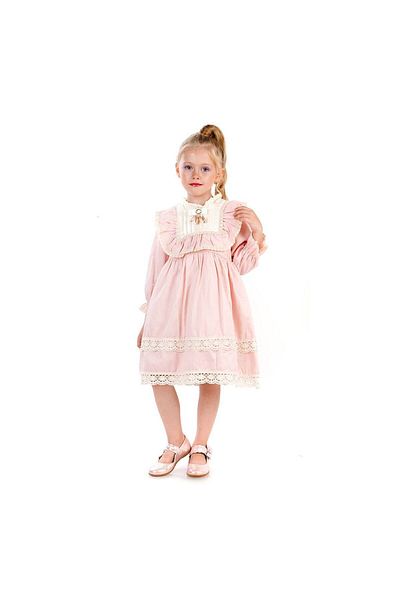 Butik Girls Birthday Party Dress Lined Satin Dress Powder Color