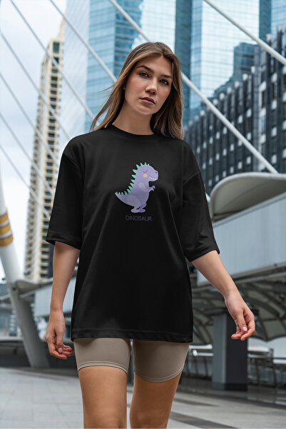 cc collection Tricou oversize pentru femei cu imprimeu dinozauri