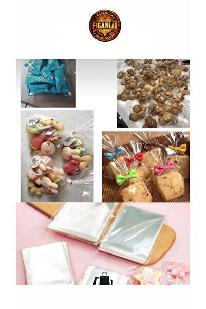 figanlar ambalaj 100 adet Şeffaf Parlak Bantsız Jelatin Poşet 10x20cm Kurabiye Aksesuar Paketleme Poşeti