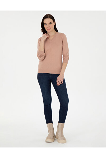 Pierre Cardin Pudra Slim Fit V Yaka Basic Kazak 50300803-VR042