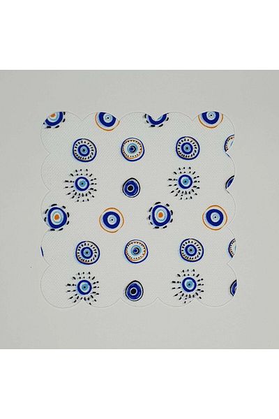 DECO Hand Drawing Evil Eye Bead Patterned Digital Printed Laser Cut Cocktail Napkin