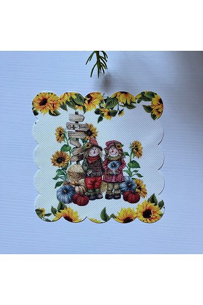 DECO Farmer Sunflower Patterned Washable Laser Cut Cocktail Napkin