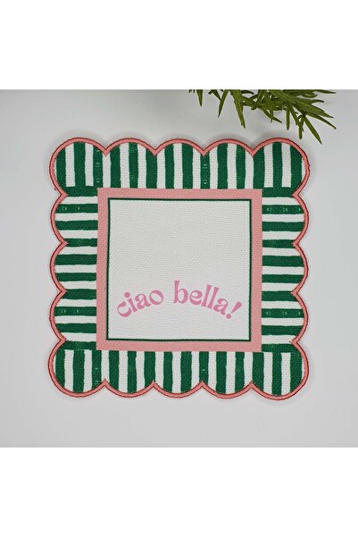 Genel Markalar Dekoratif Kenar Ciao Bella Sloganlı Nakış Kenar Kumaş Kokteyl ...