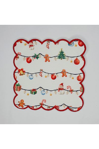 DECO Christmas Decorations Patterned Cute Objects Embroidered Cocktail Napkin