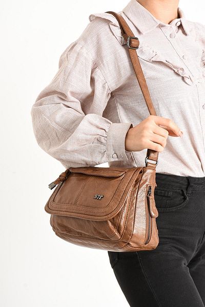 H&D COLLECTİON Poștaș din piele moale - Umăr încrucișat și detaliu geantă, spălare 13/E