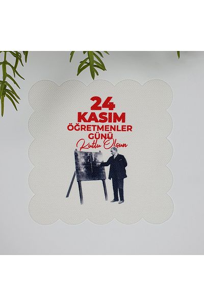 DECO 24 November Ataturk and Teacher's Day Themed Washable Fabric Cocktail Napkin 1 Piece