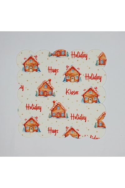 DECO New Year's Cookie Houses and Slogan Patterned Laser Cut Cocktail Napkin