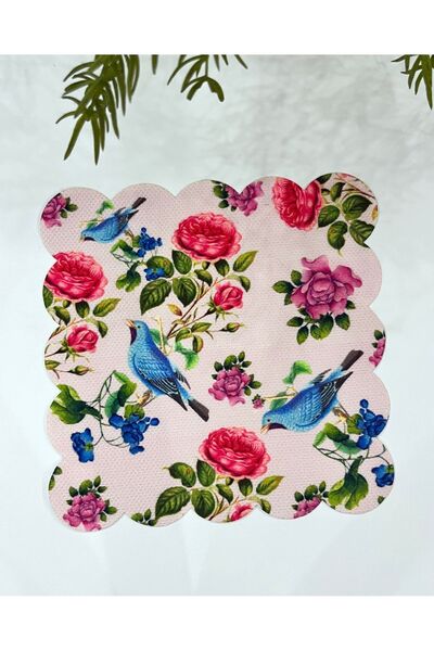 DECO Ванільна коктейльна серветка з відкритим рожевим фоном, що піддається пранню, з лазерним вирізом