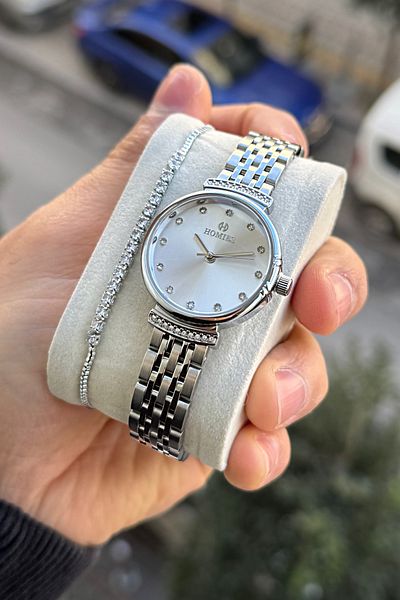 Homies Stone Detailed Women's Wristwatch Gift Box - Bracelet Gift. Hm 436747739
