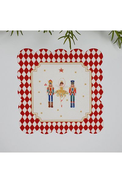 DECO New Year's Argyle Floor Lead Soldier Design Washable Fabric Napkin 1 Piece