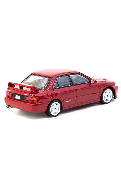 TOYFEST Tarmac Works 1/64 Mitsubishi Lancer GSR Evolution II باللون الأحمر مع بطاقات Tarmac