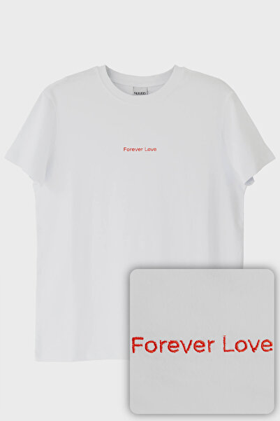 Generic Brand Forever Love Pattern Embroidery T-Shirt - Valentine's Day Coupl...