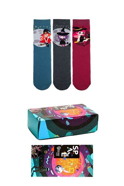 Bross 3-Piece Witch Non-Slip Sole Towel Children's Winter Socks