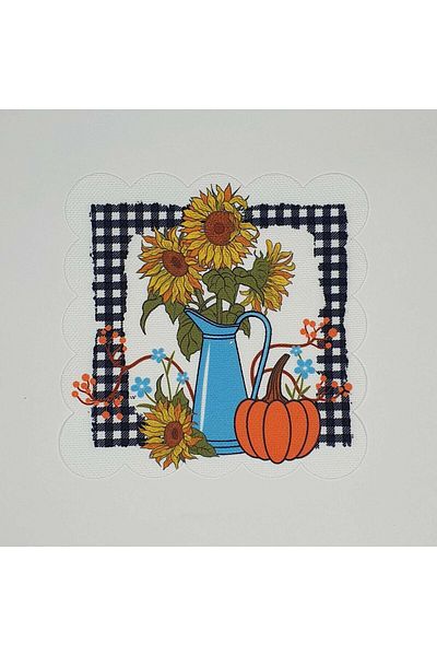 DECO Sunflower Pumpkin Patterned Digital Printed Laser Cut Cocktail Napkin