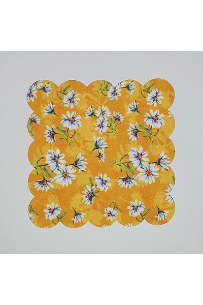 DECO Yellow Background Water Color Daisy Patterned Digital Printed Laser Cut Cocktail Napkin