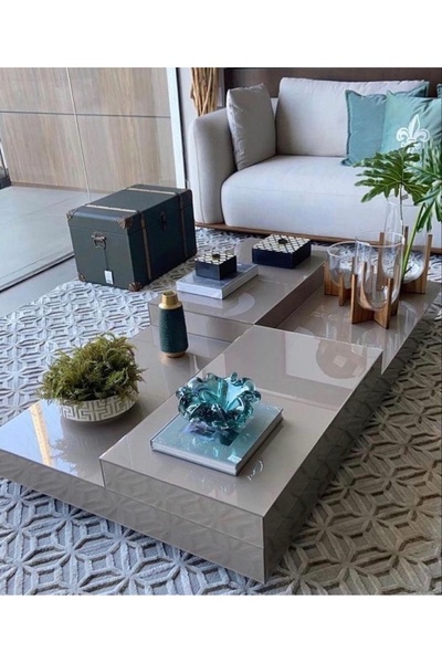 LUXURY VİLLA LUXURY CAMLI TEKERLEKLİ ORTA SEHPA 65X120 YÜKSEKLİK 28CM