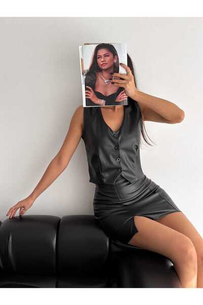 WellWay İthal İçi Şardonlu Deri Yelek