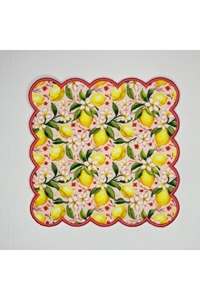 DECO Пастельно-рожева серветка з цифровим принтом у вигляді лимона та квітів