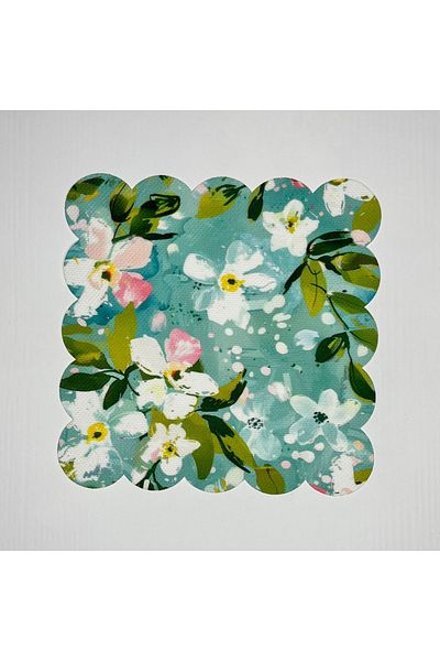 DECO Blue Background Water Color Abstract Floral Pattern Digital Printed Cocktail Napkin