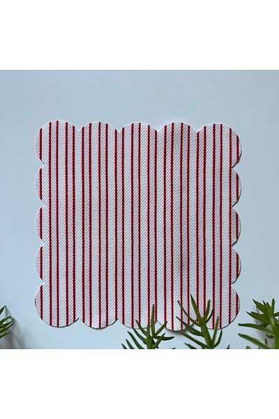 DECO Ψηφιακές τυπωμένες κόκκινες ροζ ριγέ διακοσμητικές χαρτοπετσέτες κοκτέιλ κομμένες με λέιζερ