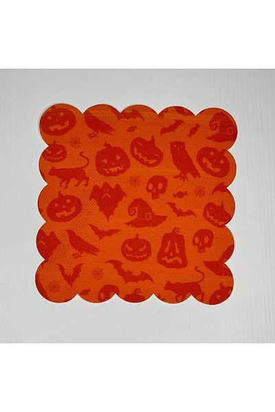 DECO Orange Silhouette Patterned Digital Printed Washable Laser Cut Cocktail Napkin