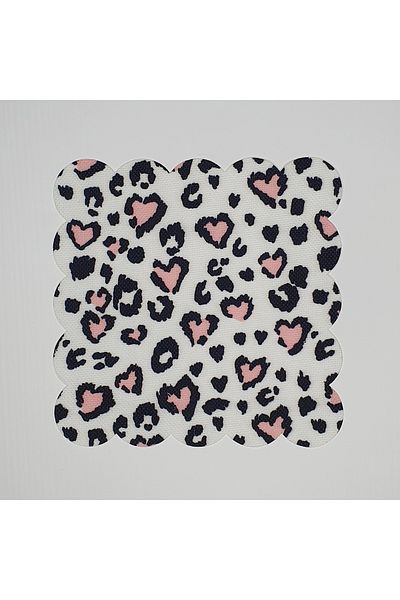 DECO Heart Leopard Patterned Digital Printed Laser Cut Cocktail Napkin