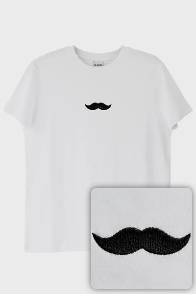 NUUGG تي شيرت مطرز بنقشة شارب - مجموعة عيد الحب للزوجين