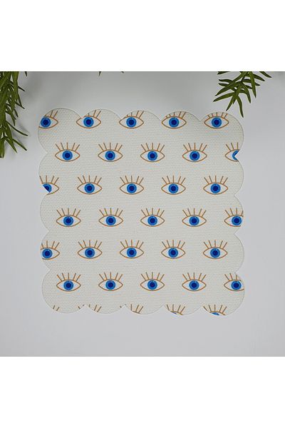 DECO Geometric Eye Patterned Digital Printed Fabric Cocktail Napkin 1 Piece