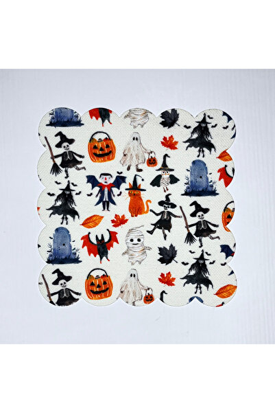 DECO منديل كوكتيل بألوان مائية بنمط الهالوين - طباعة رقمية، قطع ليزر قابل للغسل