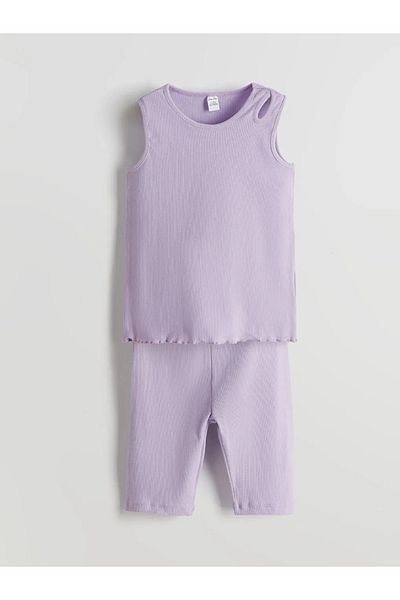 LC Waikiki Lcw Eco Crew Neck Girls' Undershirt and Leggings 2-Piece