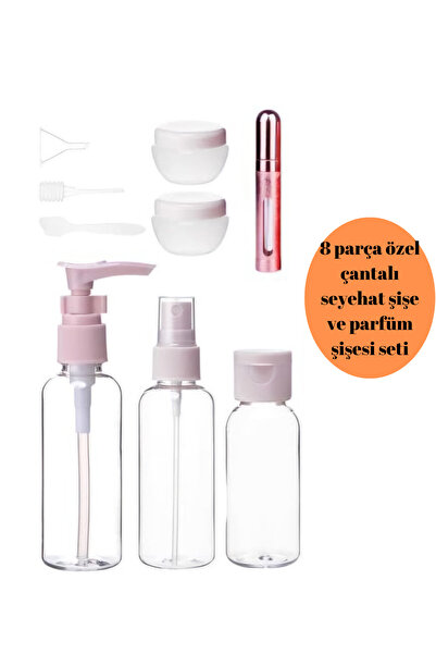 BRE HOME 8 parça özel çantalı fermuarlı seyehat cantası doldurulabilir şişe v...