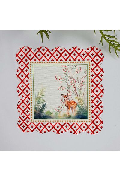 DECO Laser Cut Decorative Gazelle Patterned Cocktail Napkin - Washable