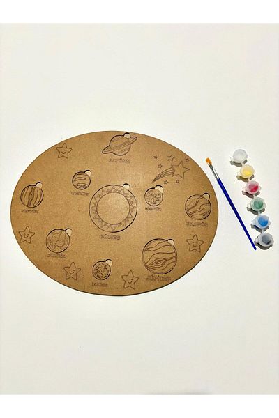 MT Montessori Wooden Painting Solar System Planets Plug Sticker Educational Toy
