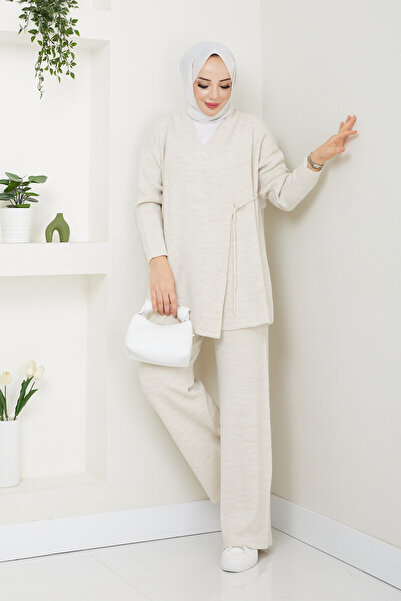 Miraydın Butik Stone Detailed Side Tied Women's Knitwear Set