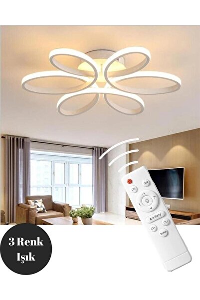 Genel Markalar Luxor Beyaz Kasa 3 Renkli kumandalı,Oturma odası,Yatak odası,Salon için Led Avize