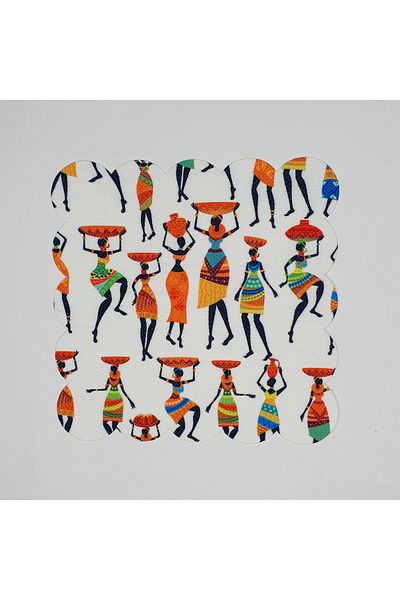 DECO African Woman Figures Patterned Laser Cut Cocktail Napkin