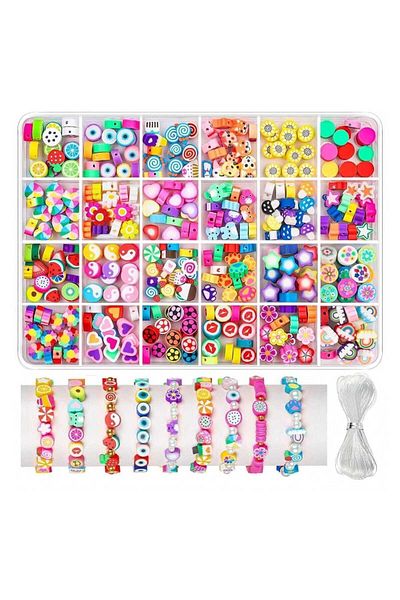 yiğit aksesuar 240 τμχ Giant Boxed Fimo Figures Αξεσουάρ τηλεφώνου Βραχιόλι Κολιέ Κιτ κατασκευής κοσμημάτων