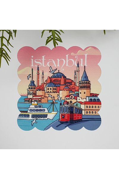 DECO Watercolor Istanbul Patterned Washable Fabric Cocktail Napkin 1 Piece