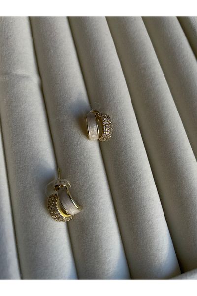 Gizem Eren Minimal Earrings with Zircon Stone