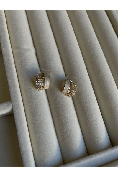 Gizem Eren Minimal Earrings with Zircon Stone