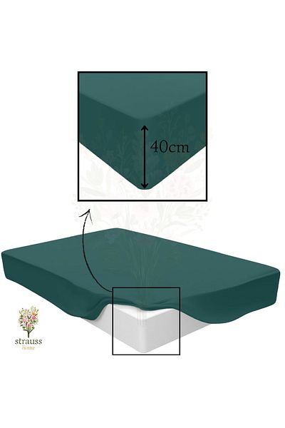 Strauss Home Premium 40cm High Bed Elastic Combed Cotton Sheet 100% Cotton 150Gr/M2 Oeko Tex