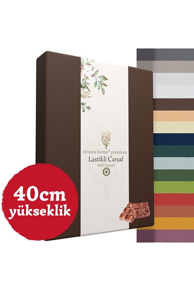 Strauss Home Premium 40cm High Bed Elastic Combed Cotton Sheet 100% Cotton 150Gr/M2 Oeko Tex