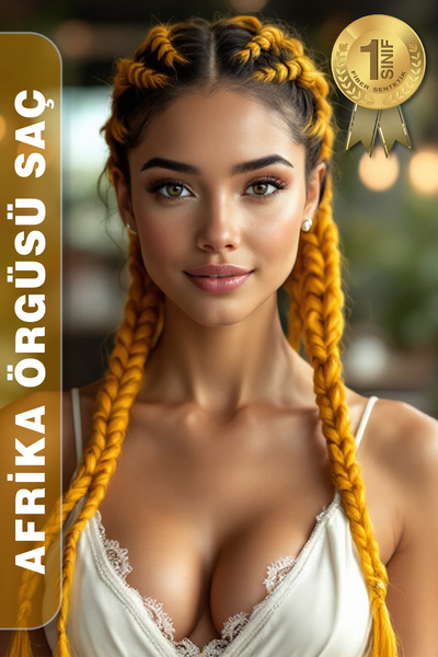 TAM TARZ Afrika Örgüsü Rasta Ve Box Braid için Fiber Sentetik Saç / Sarı