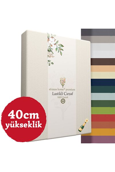 Strauss Home Premium 40cm High Bed Elastic Combed Cotton Sheet 100% Cotton 150Gr/M2 Oeko Tex